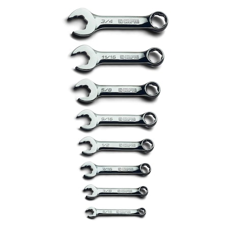 Capri Tools WaveDrive Pro Stubby Combination Wrench Set, 5/16 3/4in., SAE, 8-Piece Heavy Duty Canvas Pouch CP11750-8SSBPK